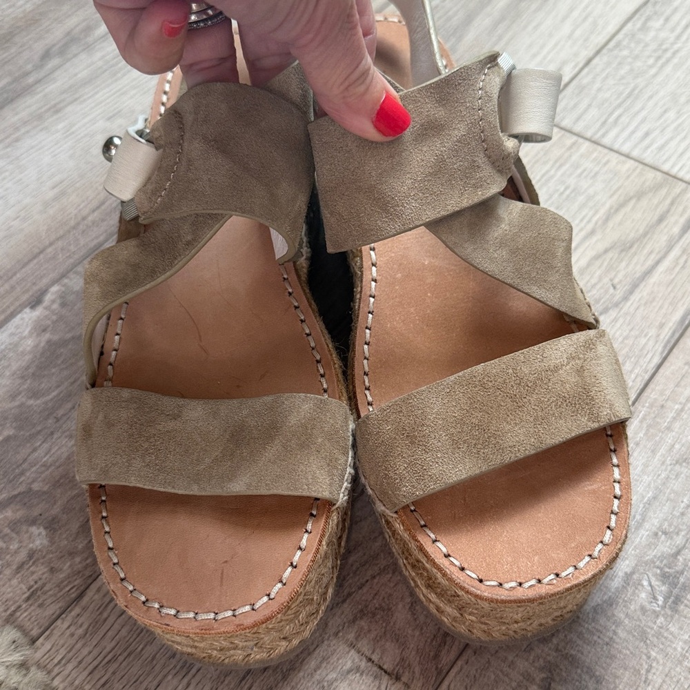 New nwot Rag & bone August Suede And Leather Espadrille Sandals Taupe 37.5 7.5 - Picture 7 of 12